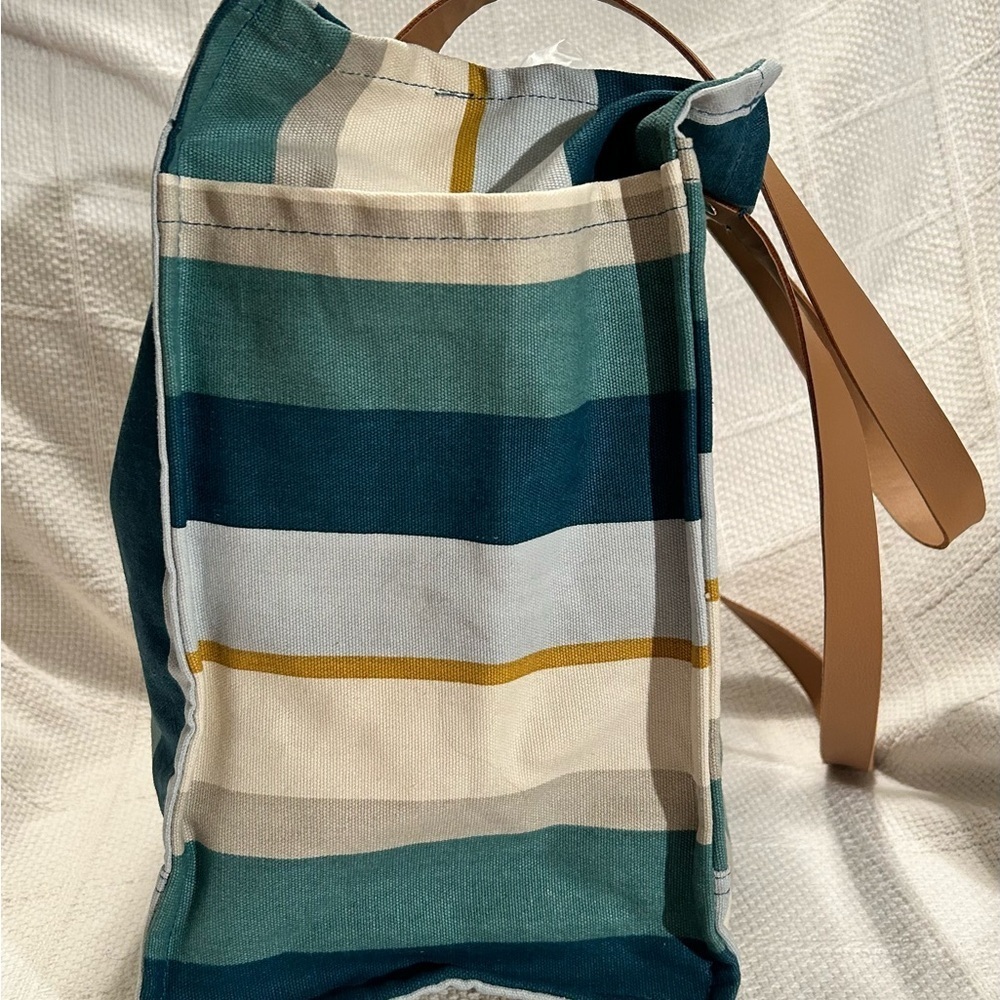 FEED Project Coastal Striped Canvas Tote Bag - Picture 5 of 11